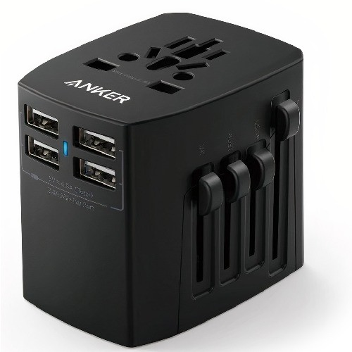محول السفر العالمي من أنكر مع 4 منافذ USB