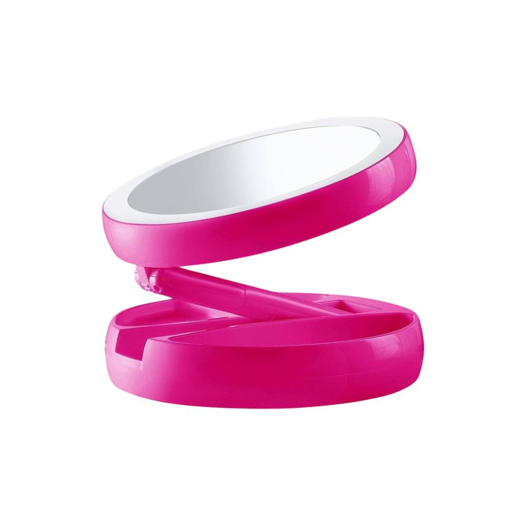 مراة ميكب بوجهين باضاءة احترافية - وردي