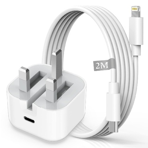 محول طاقة USB-C بقدرة 20 واط من Apple + كابل USB-C إلى USB-C بطول 2 متر