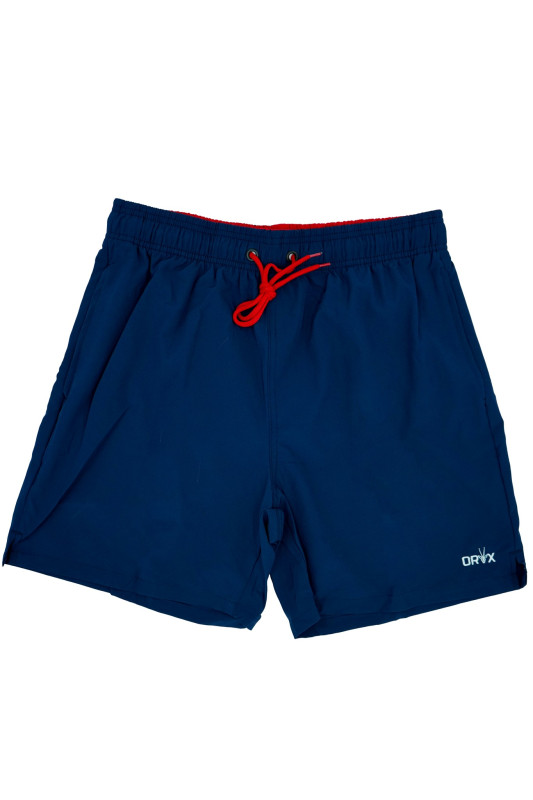 شورت قماش سترتش اللون الازرق الغامق