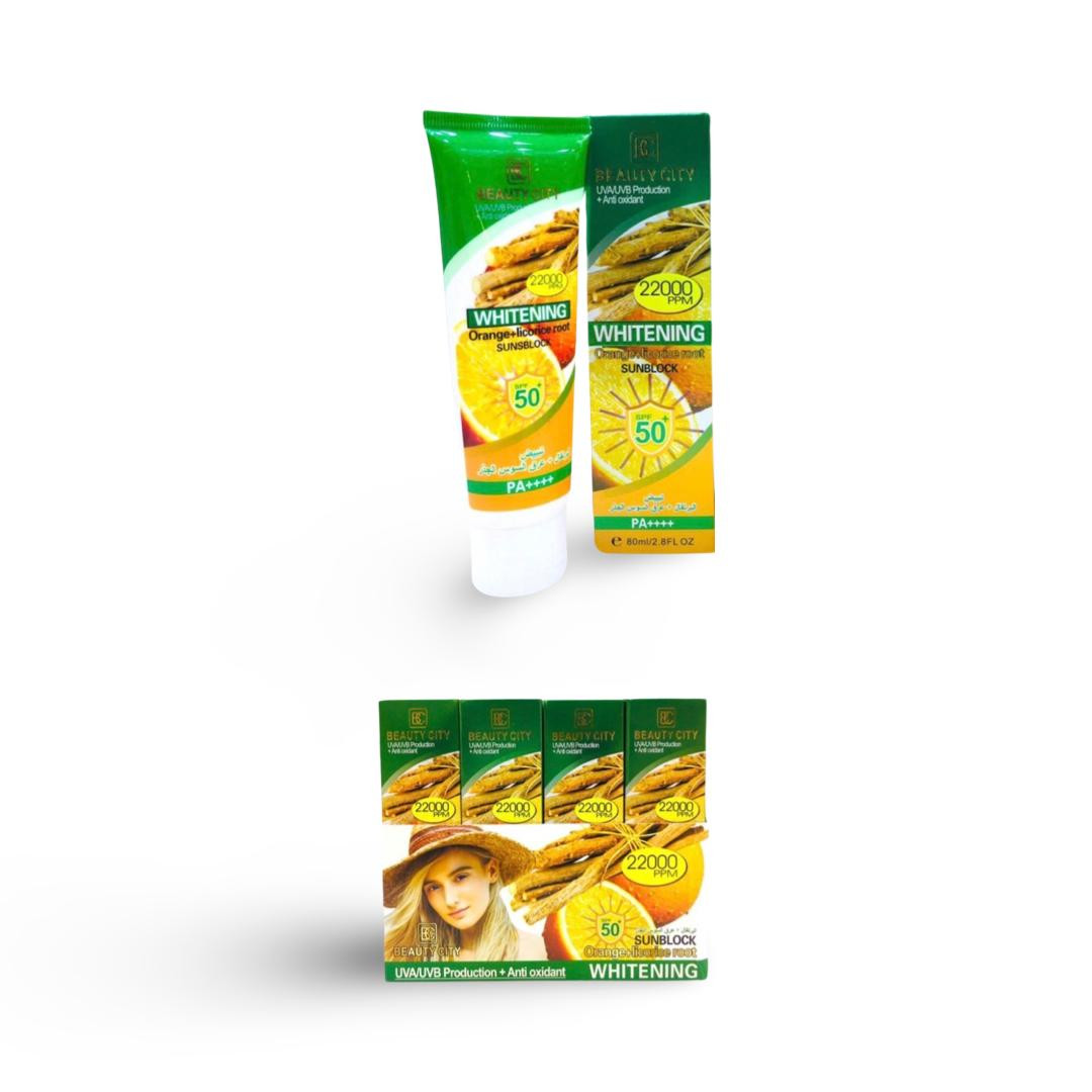 بيوتي ستي - كريم واقي الشمس بخلاصة عرق السوس والبرتقال