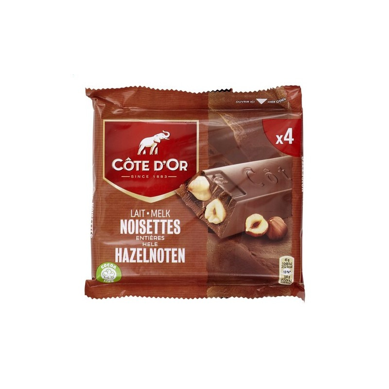 شوكولاتة كوت دور - حليب بالبندق الكامل 4 × 45 جم