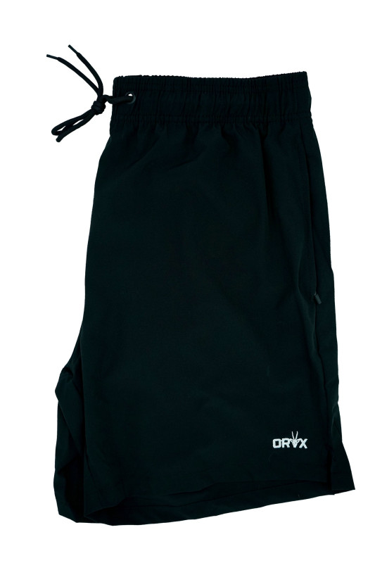 شورت قماش سترتش اللون الاسود