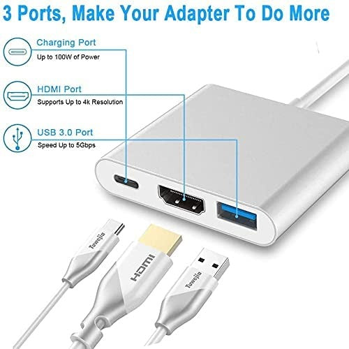 محول متعدد المنافذ من USB C إلى HDMI  موزع 3 في 1 من النوع C مع مخرج