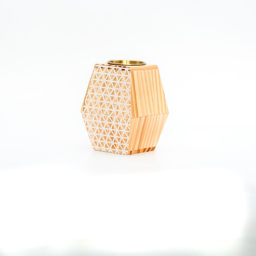 مدخن خشبي - ذهبي وابيض 