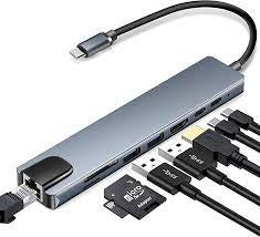 8 في 1 متعدد المنافذ من النوع C إلى USB C 4K HDMI محول USB 3.0
