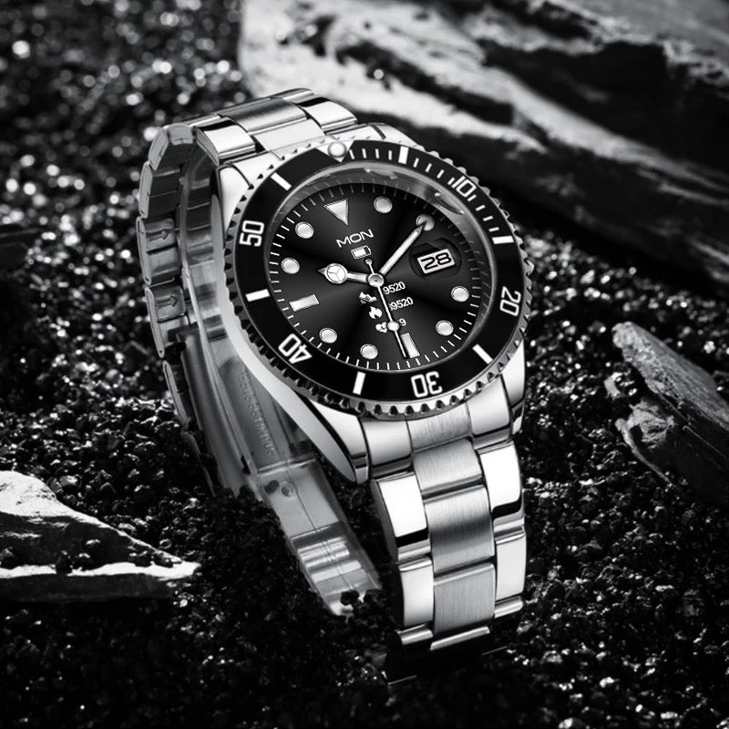 ساعة ذكية عصرية جديدة للرجال الاسود و الفضي MO004