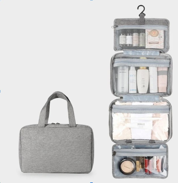 طقم حقيبة أدوات الزينة للسفر المعلقة مع ملحقات هوك للحمام ومكياج الحلاقة للرجال والنساء